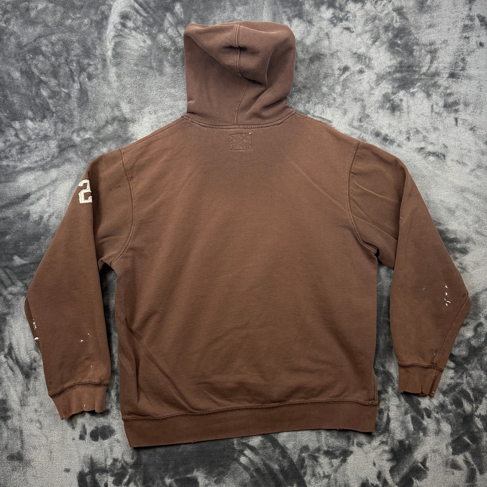 Aeropostale Hoodie Mens XL Brown Fair Distressed Paint Splatter Graphic Pullover - Picture 7 of 7